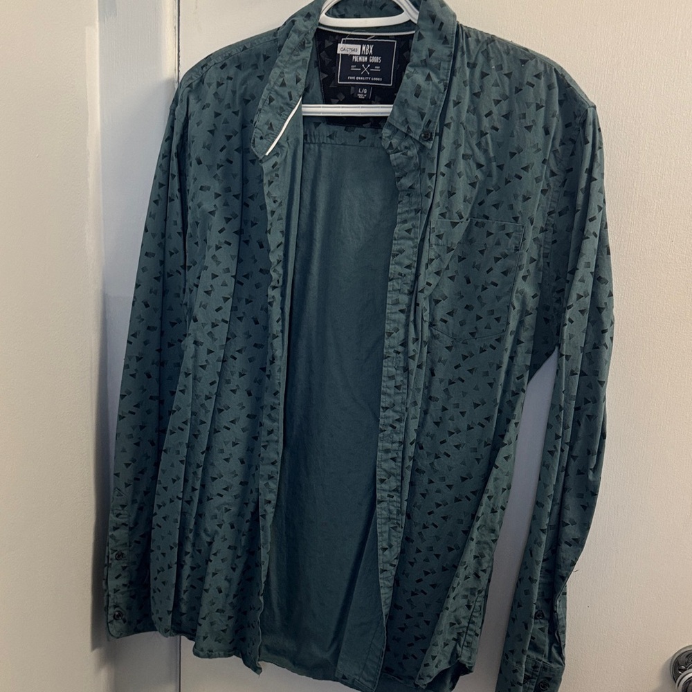 Men's Green Patterned Shirt Jacket